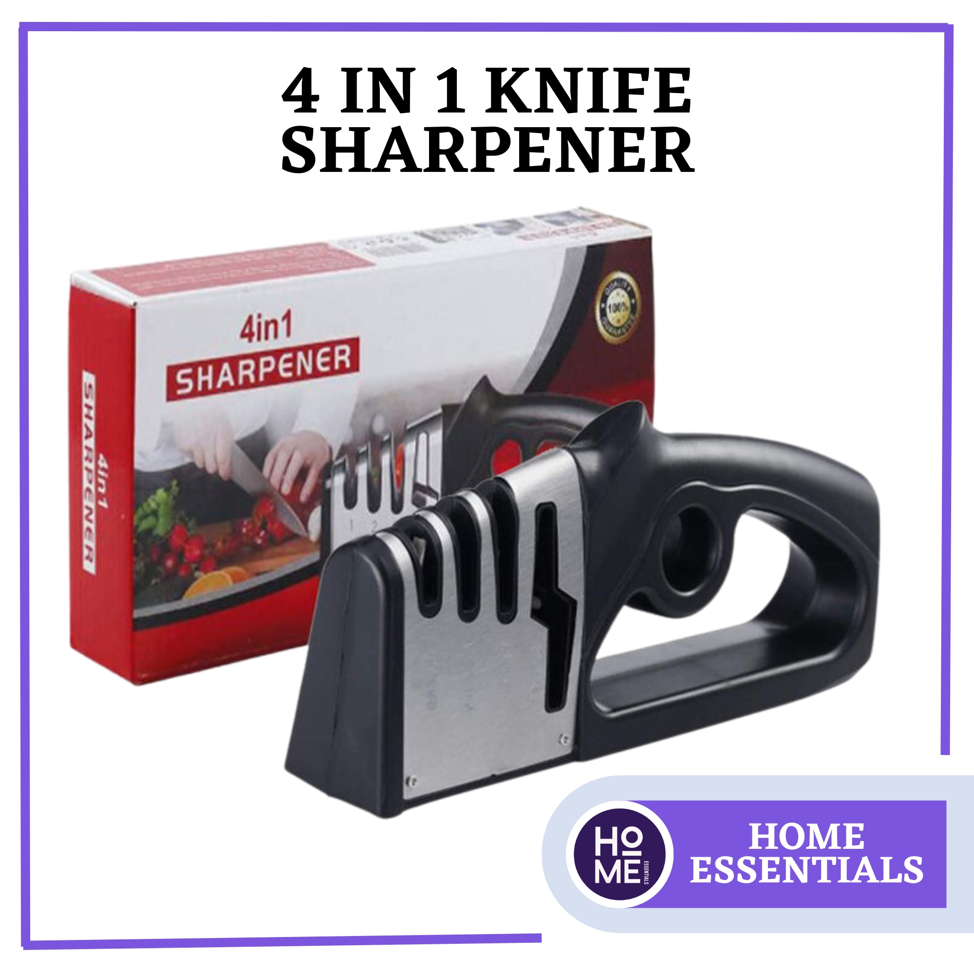 Knife Sharpener 4 in 1 Diamond Coated&Fine Rod Knife Shears and Scissors  Sharpening stone System Stainless