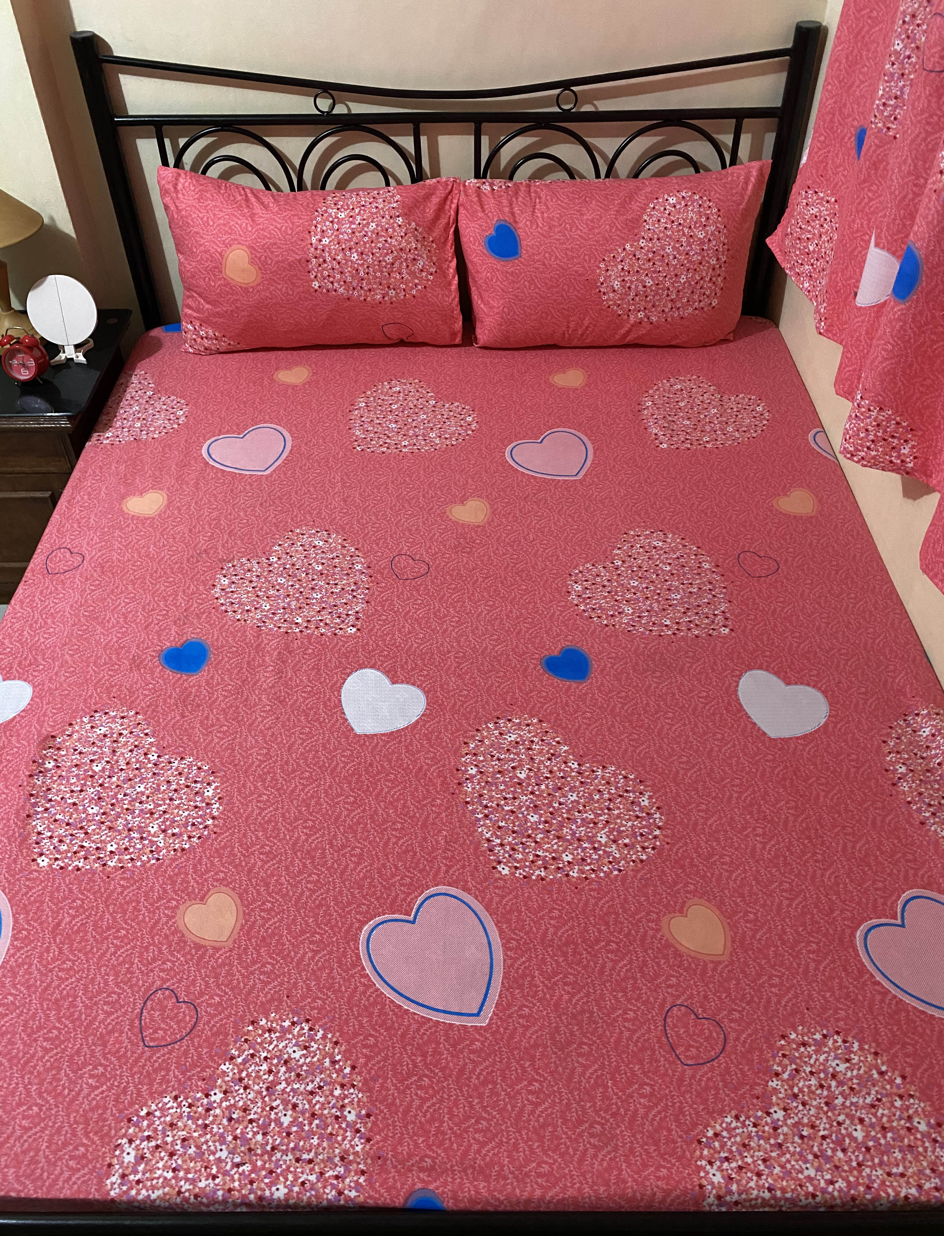 Bed Sheet Set Colored Dream Heart Print 