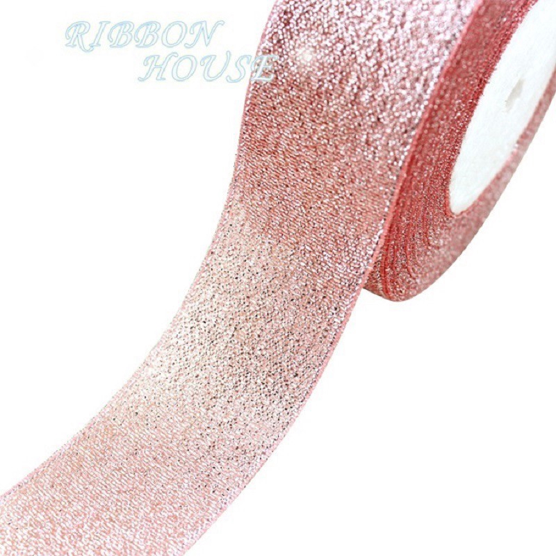 Pink Shiny Ribbon (25 yards/roll) Flesh Pink Metallic Glitter Ribbon Colorful gift ...