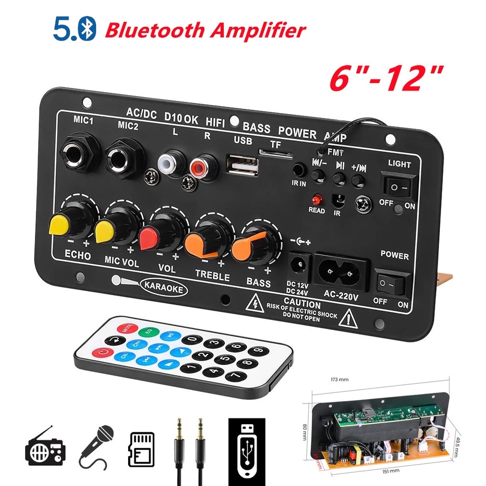 5 8 12 BLUETOOTH Amplifier HIFI Bluetooth Home Car Audio Power