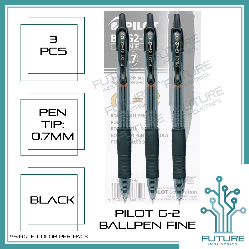  Pilot G2 07 Black Fine Retractable Gel Ink Pen Rollerball 0.7mm  Nib Tip 0.39mm Line Width Refillable BL-G2-7 (6) : Office Products