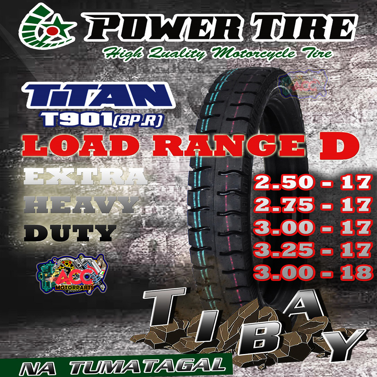 Power Tire Titan T901 Extra Heavy Duty Motorcycle Tire 2.7517, 3.0017