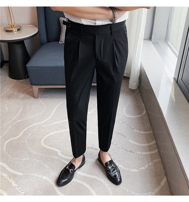 High Quality Elasticity Suit Pants Men Formal Business Office Social Dress Pants  Slim Fit Casual Wedding Ankle Trousers Pantalon