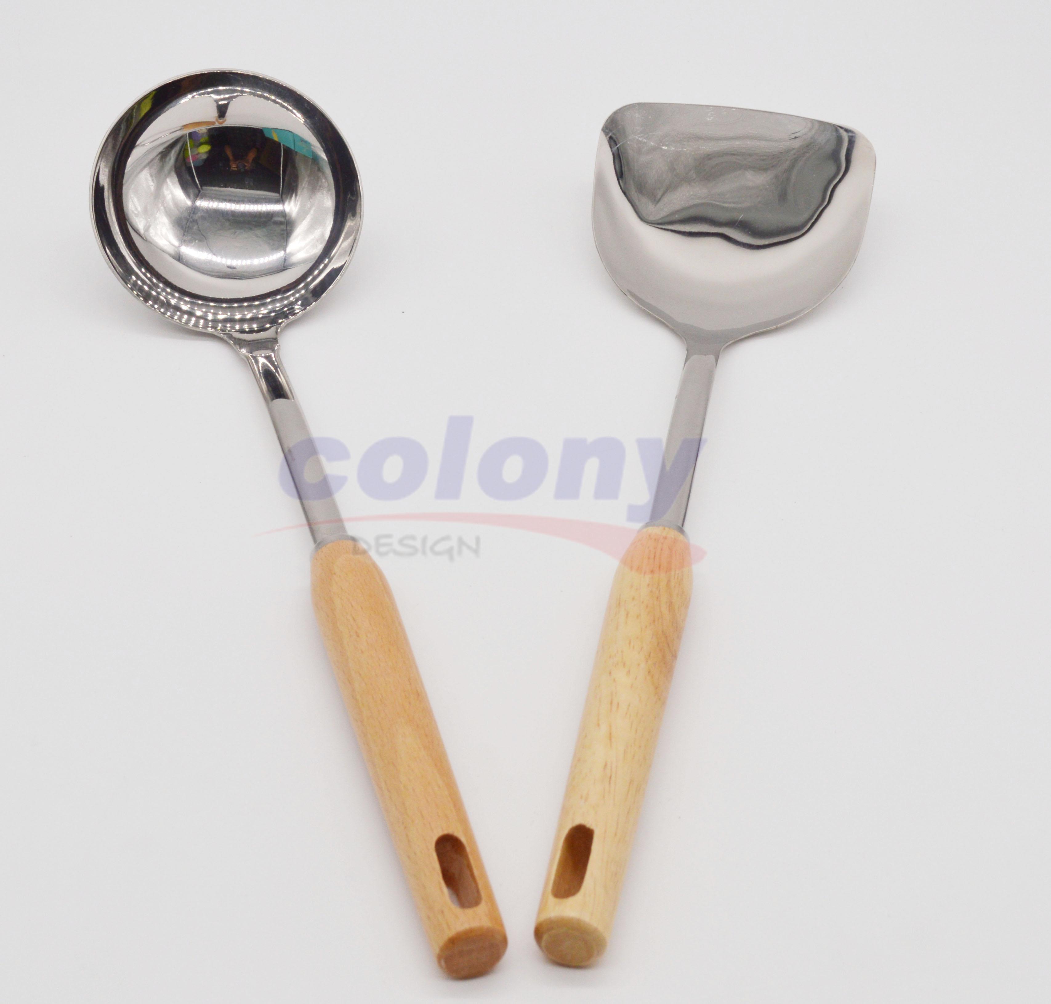 Stainless Steel Heavy Duty Ladle and Flat Frying Turner (21092110