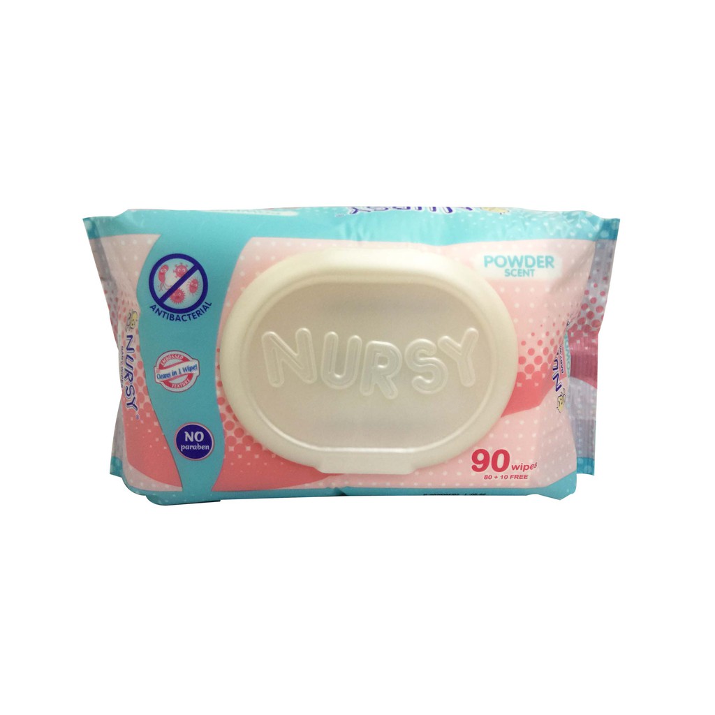 Nursy Baby Wipes Powder Scent Antibacterial (90 wipes) Lazada PH