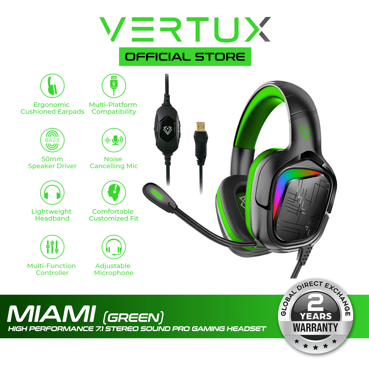 Vertux Miami High Performance 7.1 Stereo Sound Pro Gaming Headset | Lazada  PH