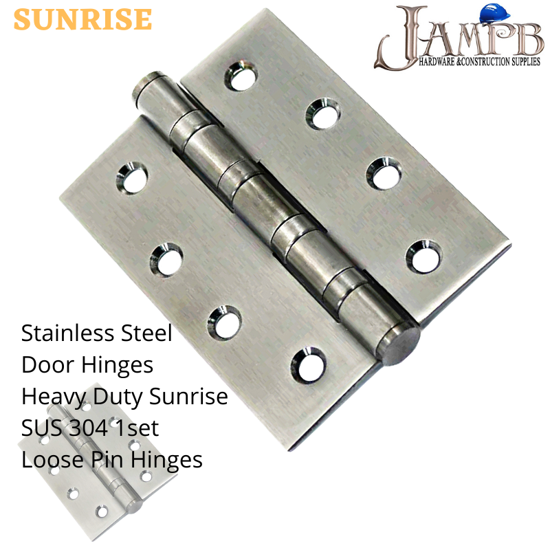 Sunrise Stainless Steel Door Hinges SUS304 Heavy Duty High Quality 1set Loose Pin Hinges COD By
