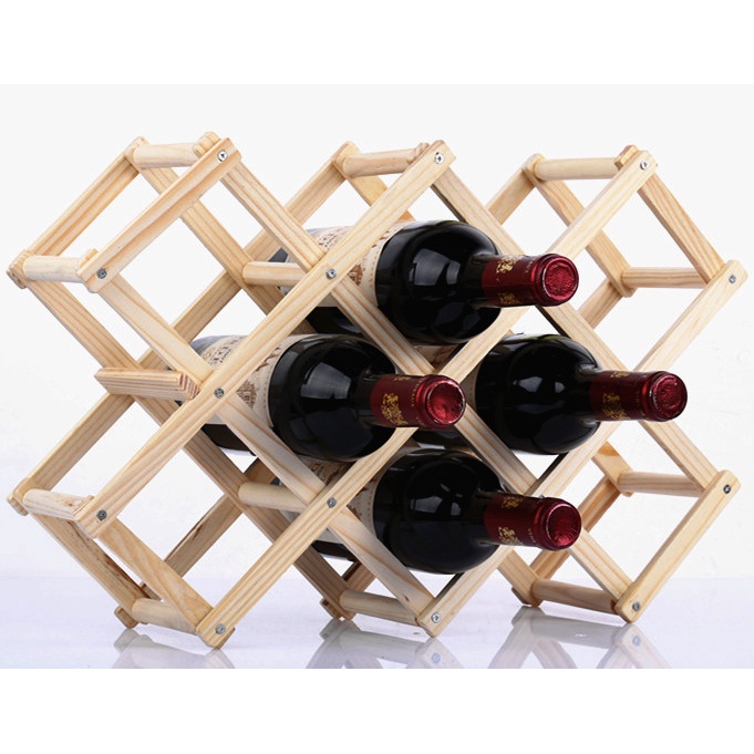 Readymade Folding Wooden Wine Bottle Rack Solid Wood Wine Rack