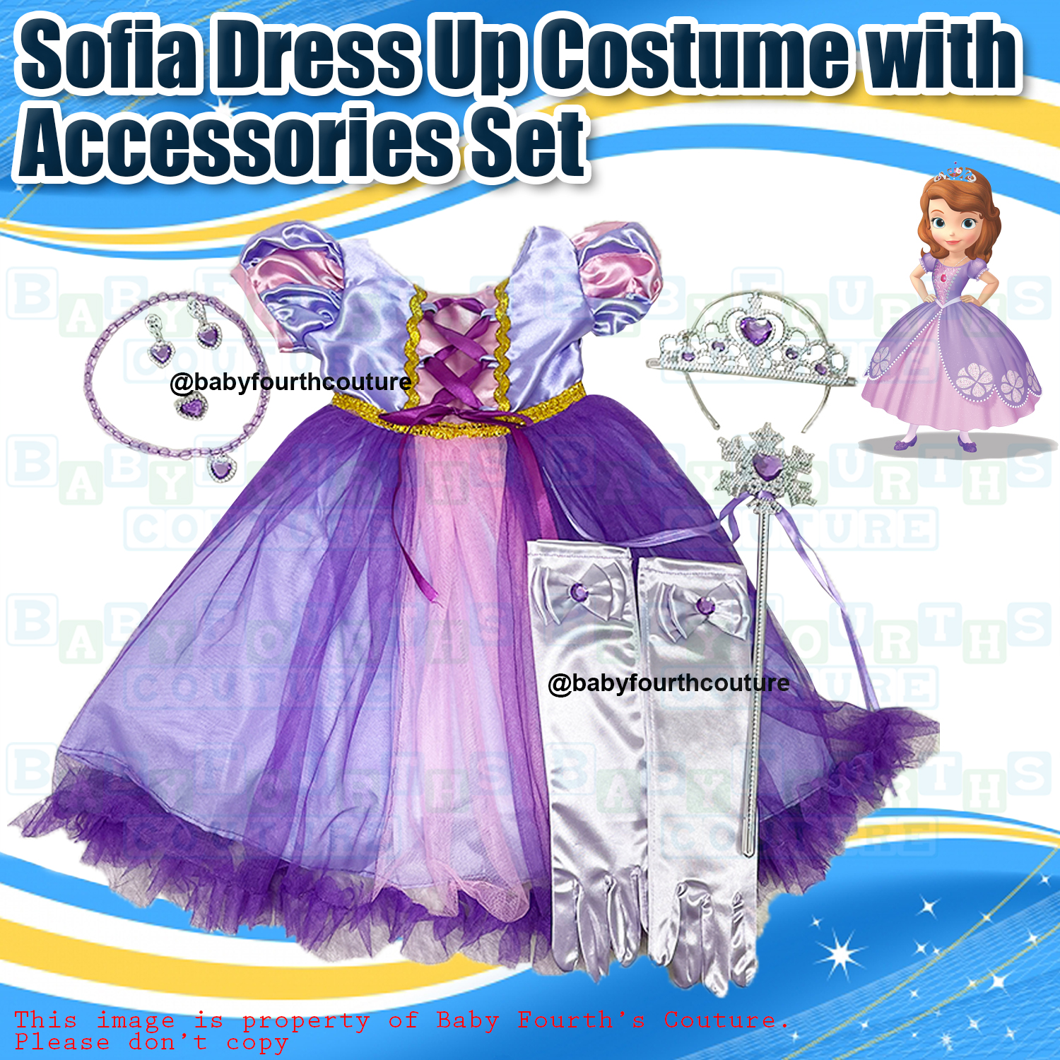 Justerbar Ærlighed Hong Kong Baby Fourth Couture Sofia the First Rapun Zel Dress Up Costume with  Accessories Set for Baby | Lazada PH