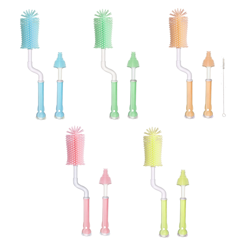 StarryBaby Bottle Cleaning Brush Set Long Handle Silicone Brushes