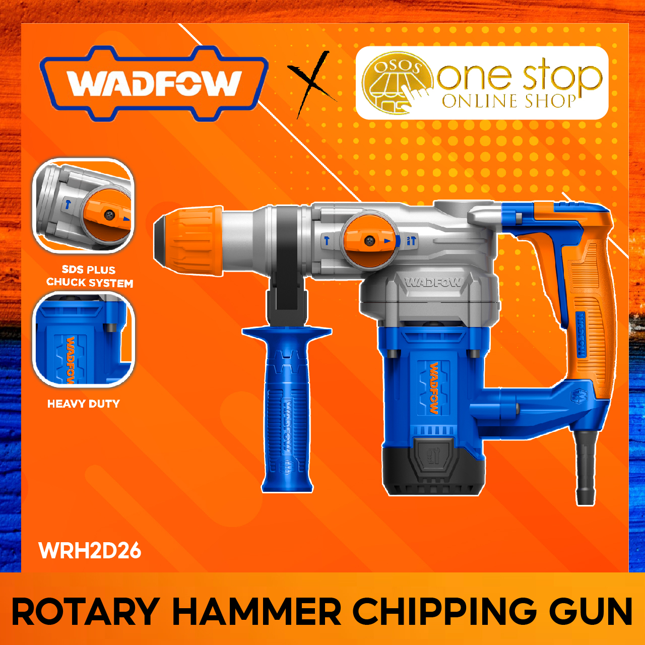 Wadfow Rotary Hammer Chipping Gun 1050w W Sds Plus Chuck System