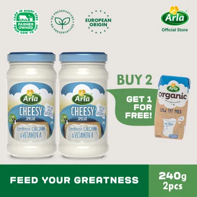 Buy 2 pcs. Arla Cheesy Spread 240g, Get 1 pc. FREE 200mL Low Fat Milk