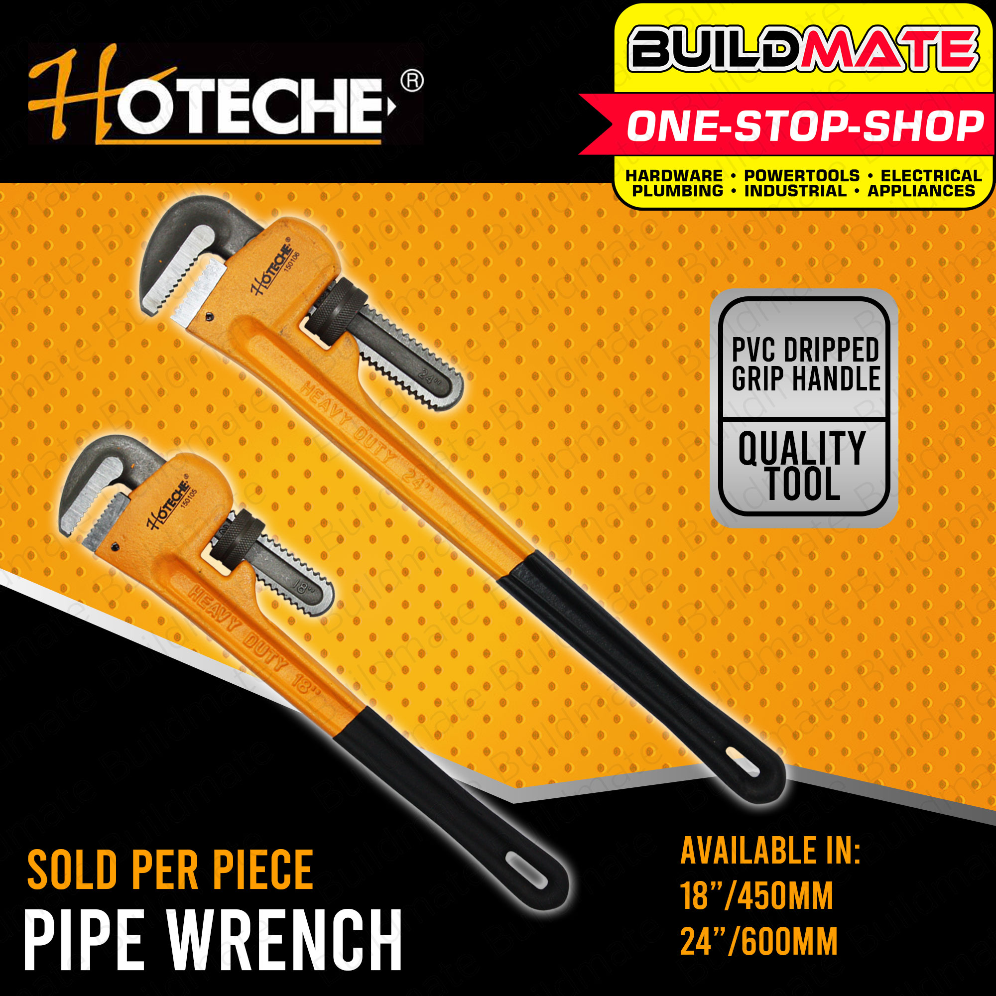 HOTECHE Guaranteed Heavy Duty Pipe Wrench A Type with Grip Handle Tube