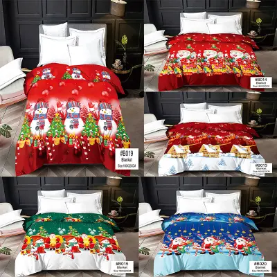Sale New Christmas Snowman Design Cotton Bed Blanket Kumot 180cm*220cm King Size Bedding COD