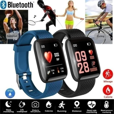 JPTD For IOS Android Phone USB Rechargeable Pedometer Alarm Clock Wristwatch Sport Bluetooth Watches Oxygen Pressure Wristband Bracelet Smart Watch 116 Plus