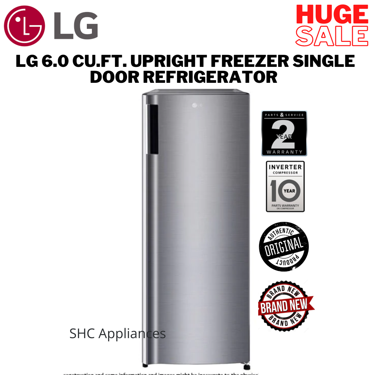 LG GRV204SLBT 6.0 cu.ft. Upright Freezer Single Door Refrigerator