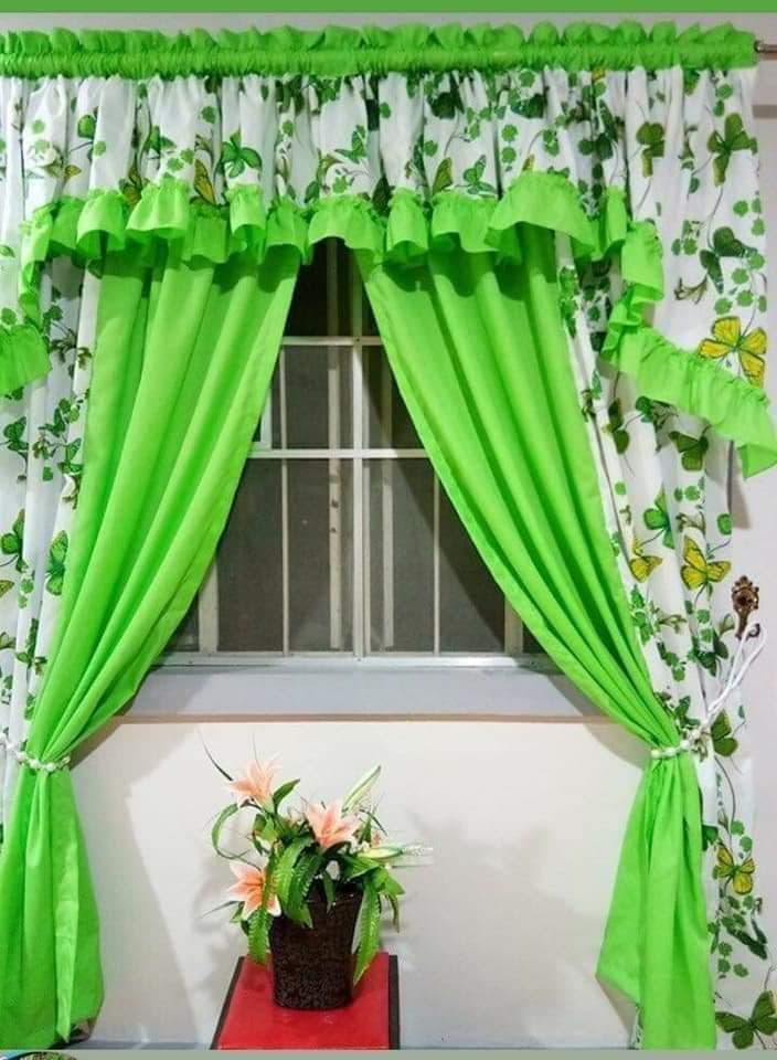 Mariposa Applegreen Double Curtain, Apple Green Curtains