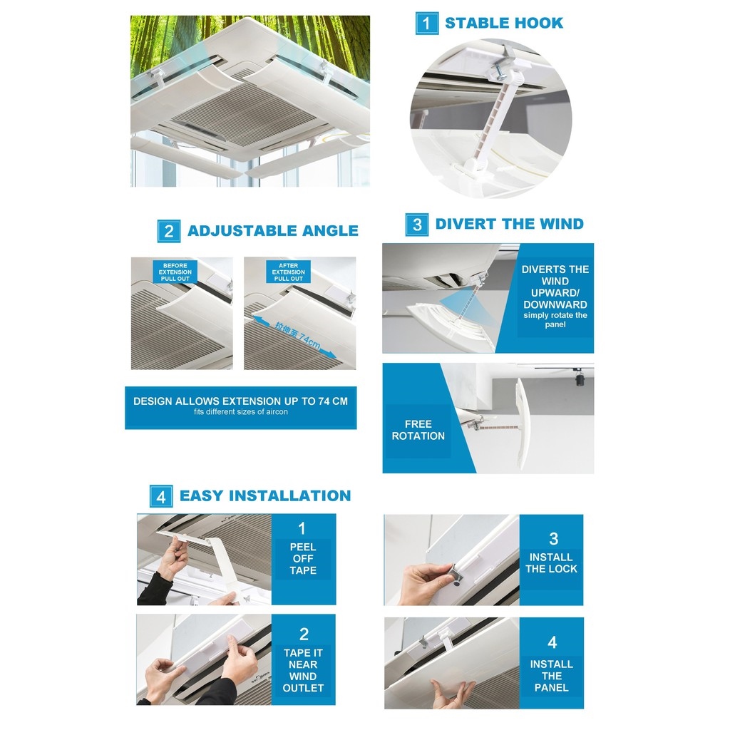 Hot Sale🔥 Ceiling Central Casette pe Aircon AC Vent Wind Deflector