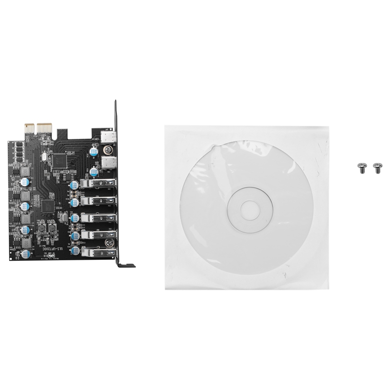 PCI-E to USB 3.0 7-Port Expansion Card, PCI Express USB 3.2 Add in Card ...