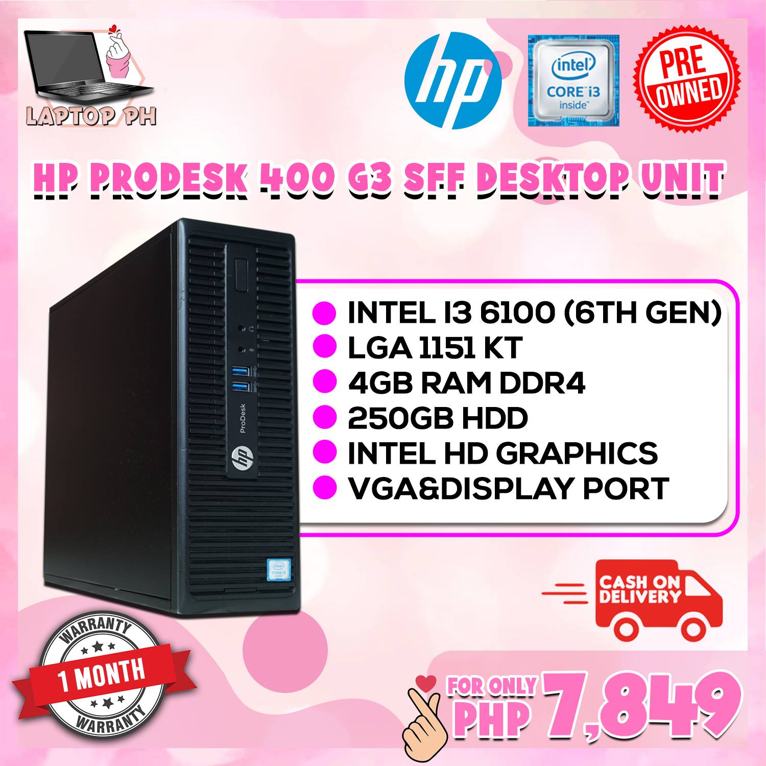 HP Prodesk 400 G3 SFF Desktop Computer | Intel Core i3 6th