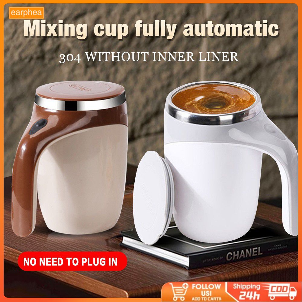 Full Automatic Mixing Cup Rotating Water Cup Electric Coffee Cup Lazy  Portable Milk Stainless Steel Cup