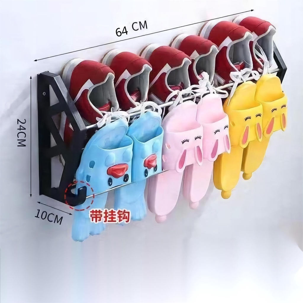 ☃ Wall Mounted Shoe Rack Organizer Slipper Rack Bathroom Rack No Drill