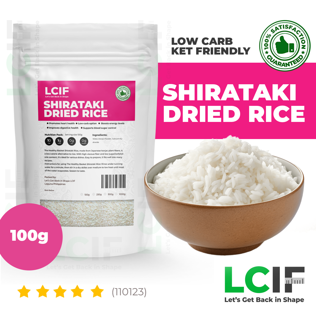 LCIF Dry Shirataki Rice 250g DRIED | EASY TO COOK , Low Carb and Keto ...