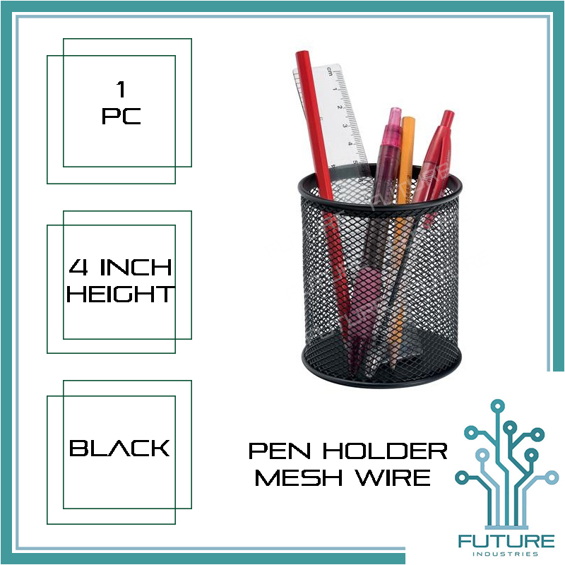 Pen Holder Black Wire Mesh Pencil Ballpen Holder Stationery Organizer Wire Net Pencil Holder