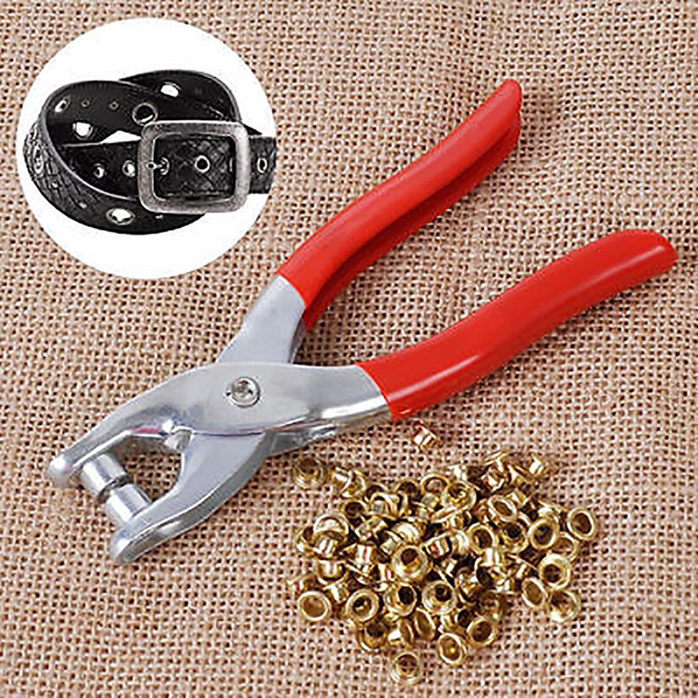 Punch pliers, eyelet pliers, professional eyelet drilling kit, 300 pieces  (inner diameter 10 mm) mounting pliers with metal eyelets