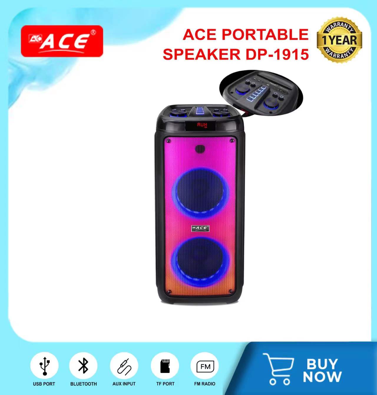 ACE DP1915 6.5" Portable Bluetooth Speaker Lazada PH