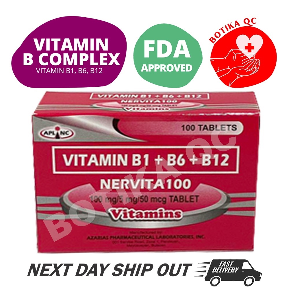 NERVITA 100 NERVGEN 100 VITAMIN B COMPLEX B1 B6 B12 (100s/BOX) Lazada PH