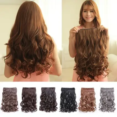 DAFCASV Long 60cm Synthetic Hair Full Head One Piece Clip In Natural for Women Lady Curly Hair Hairpiece Hair Extensions