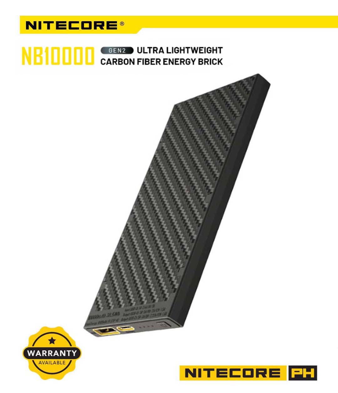 Nitecore Nb10000 Gen2 Ultra Lightweight Carbon Fiber 10000mah Power Bank Lazada Ph 3823