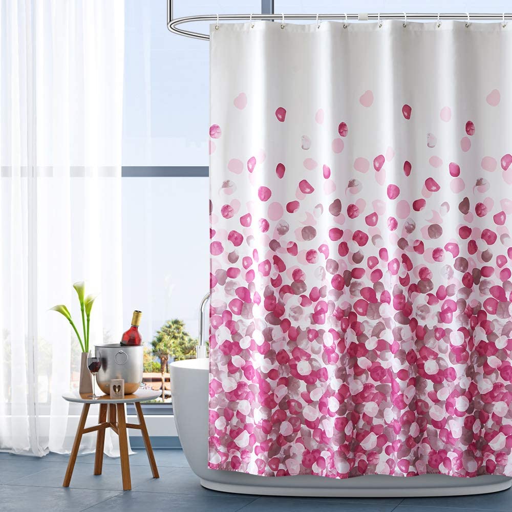 Polyester Fabric Machine Washa Details about   Yougai Shower Curtain for Bathroom with 12 Hooks 