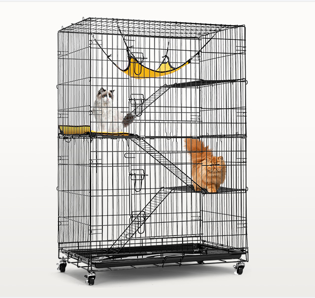 Cat Cage 4 Layer Pet Cage Foldable Easy Assemble Sturdy Pet Furniture