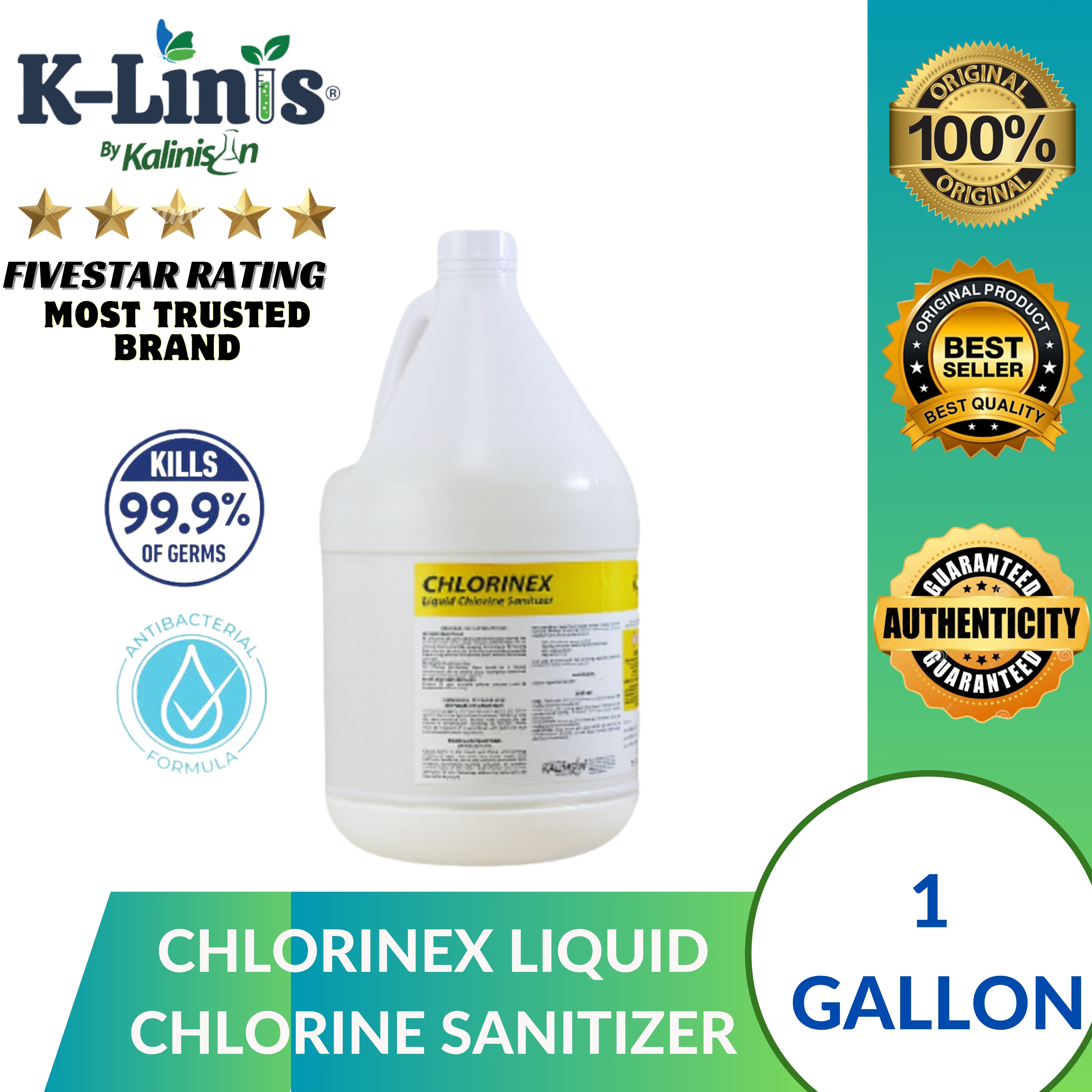 Original Chlorinex Liquid Chlorine Sanitizer Disinfectant Solution 1 ...