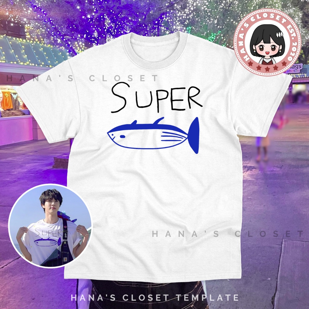 kpopuni BTS Jin-Inspired White Super Tuna T-Shirt L