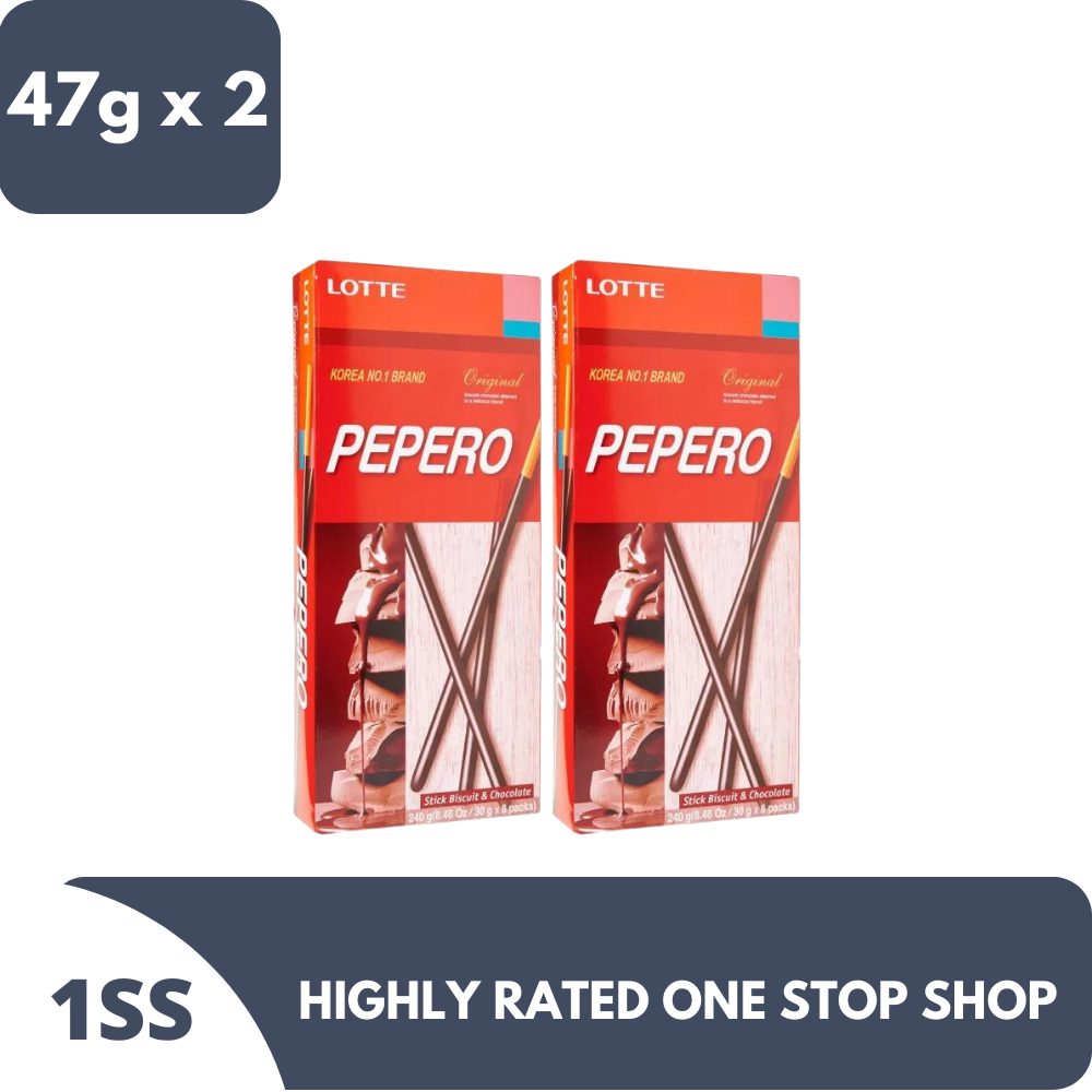 Pepero 2 Lotte Pepero Original Stick Biscuit and Chocolate 47g x 2 | Lazada PH