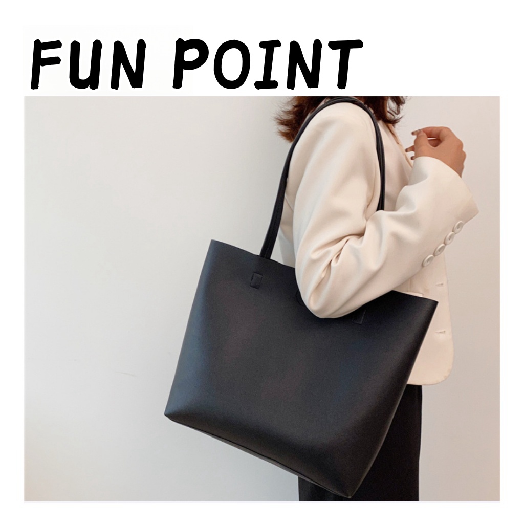 FUNPOINT Large Capacity Tote Bag With Zipper Leather For Ladies Gentle ...