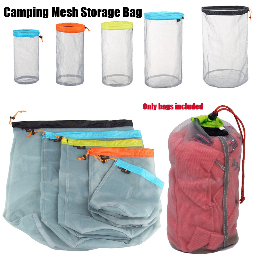 Tavel Camping Hiking Sports Ultralight Mesh Stuff Sack Drawstring Bag Backpack 