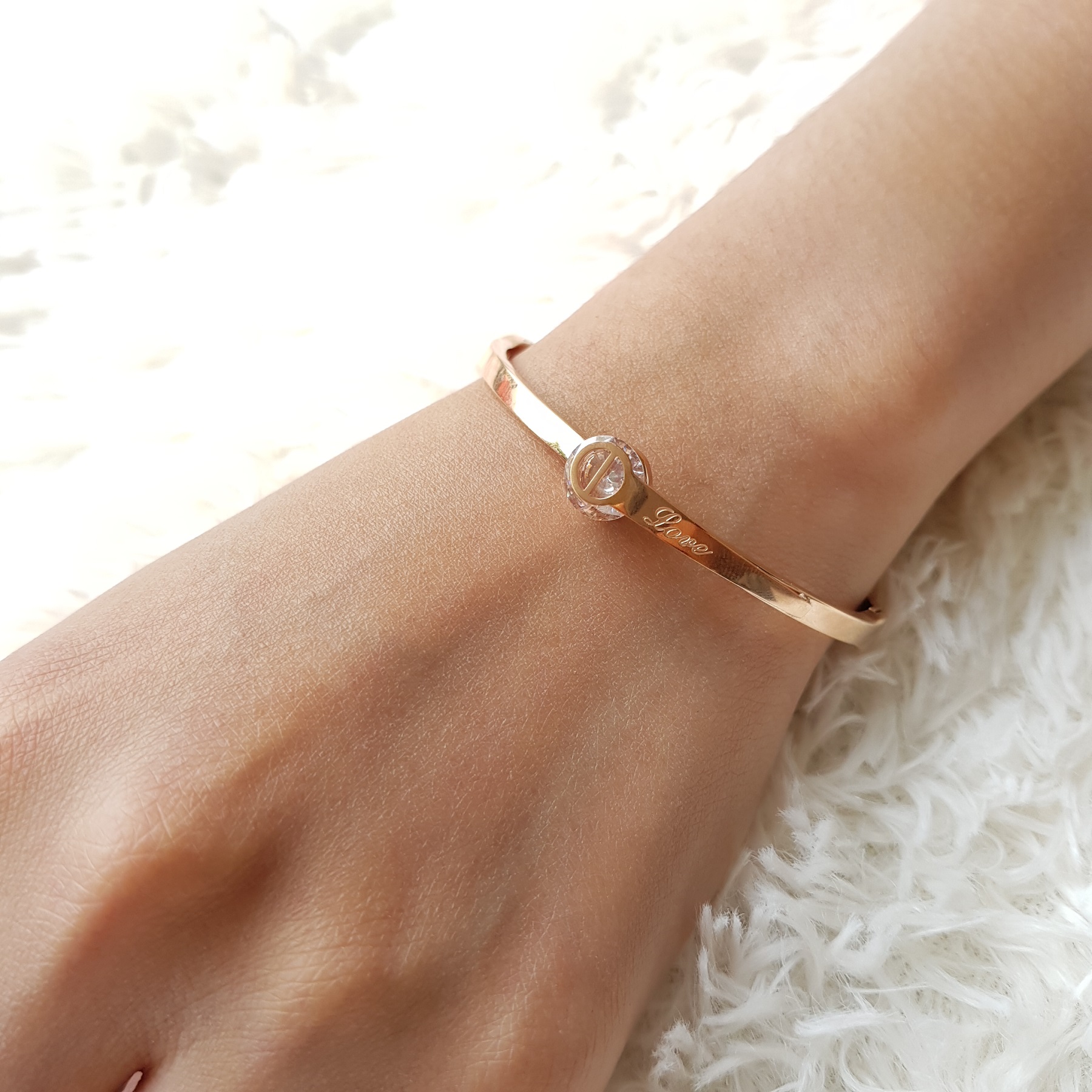 Michael Kors Rose GoldTone Crystal Hinge Bangle Bracelet