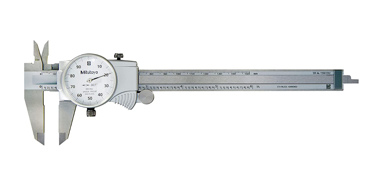 Mitutoyo 505742J Dial Caliper, 0.1" per Rev, 06" Range, 0.001