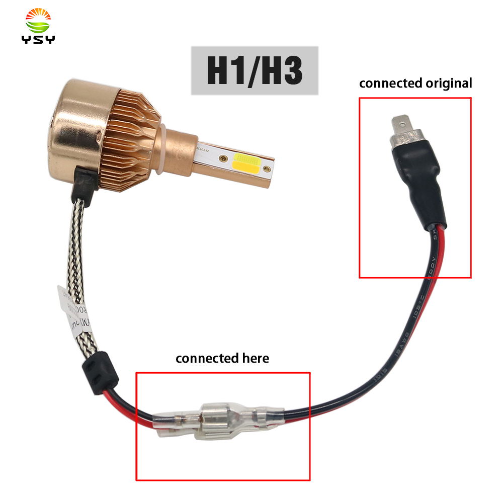 1pcs Safety Headlight Adapter Cables Male Plug Single Diode Converter  Adapter Cables for H1 LED HID Headlight