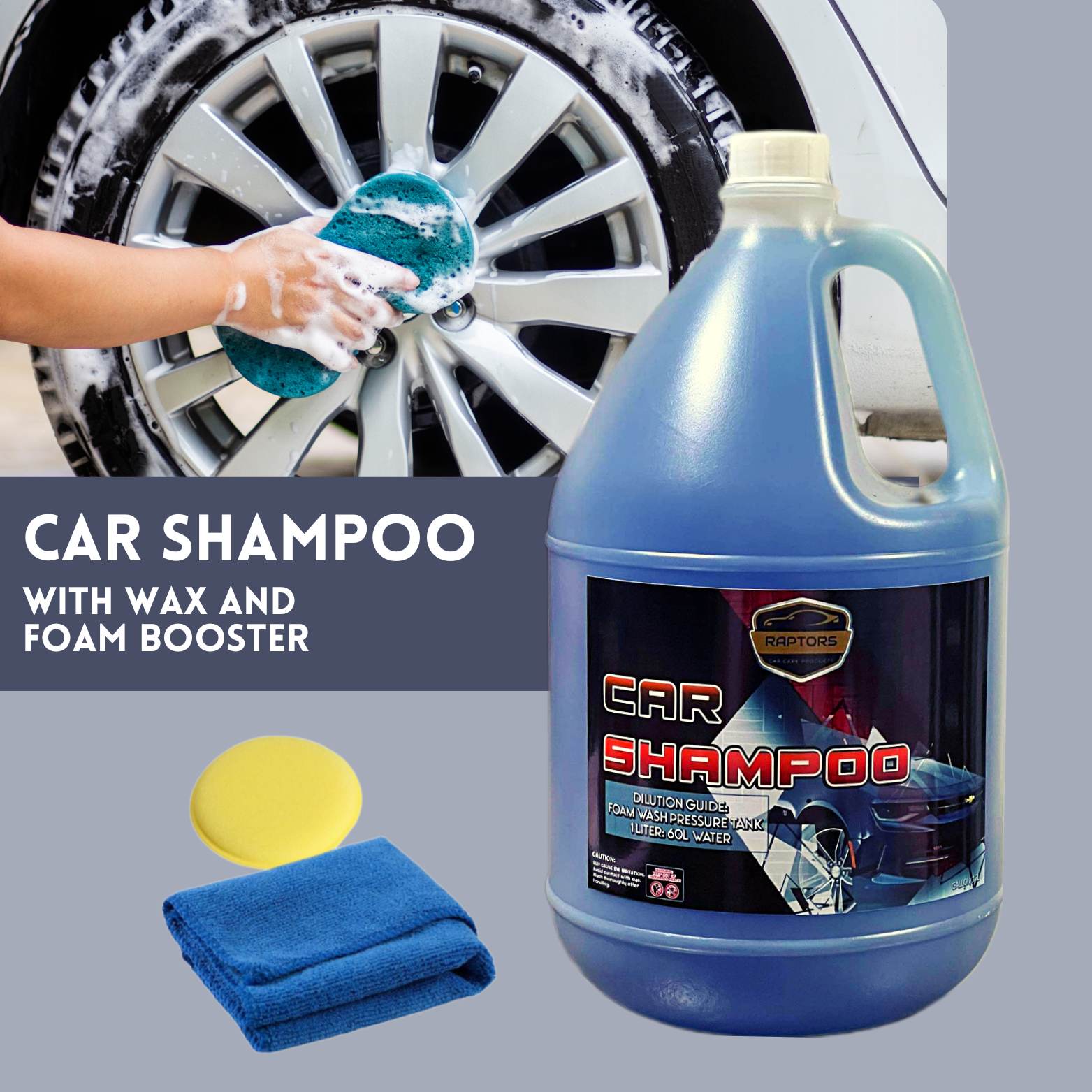 Raptors Car Shampoo with Wax and Foam Booster 1 Gallon | Lazada PH