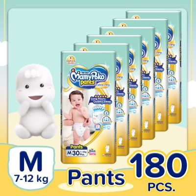 [DIAPER SALE] MamyPoko Extra Dry Pants Unisex Medium (7-12 kg) - 30 pcs x 6 packs (180 pcs) - Diaper Pants
