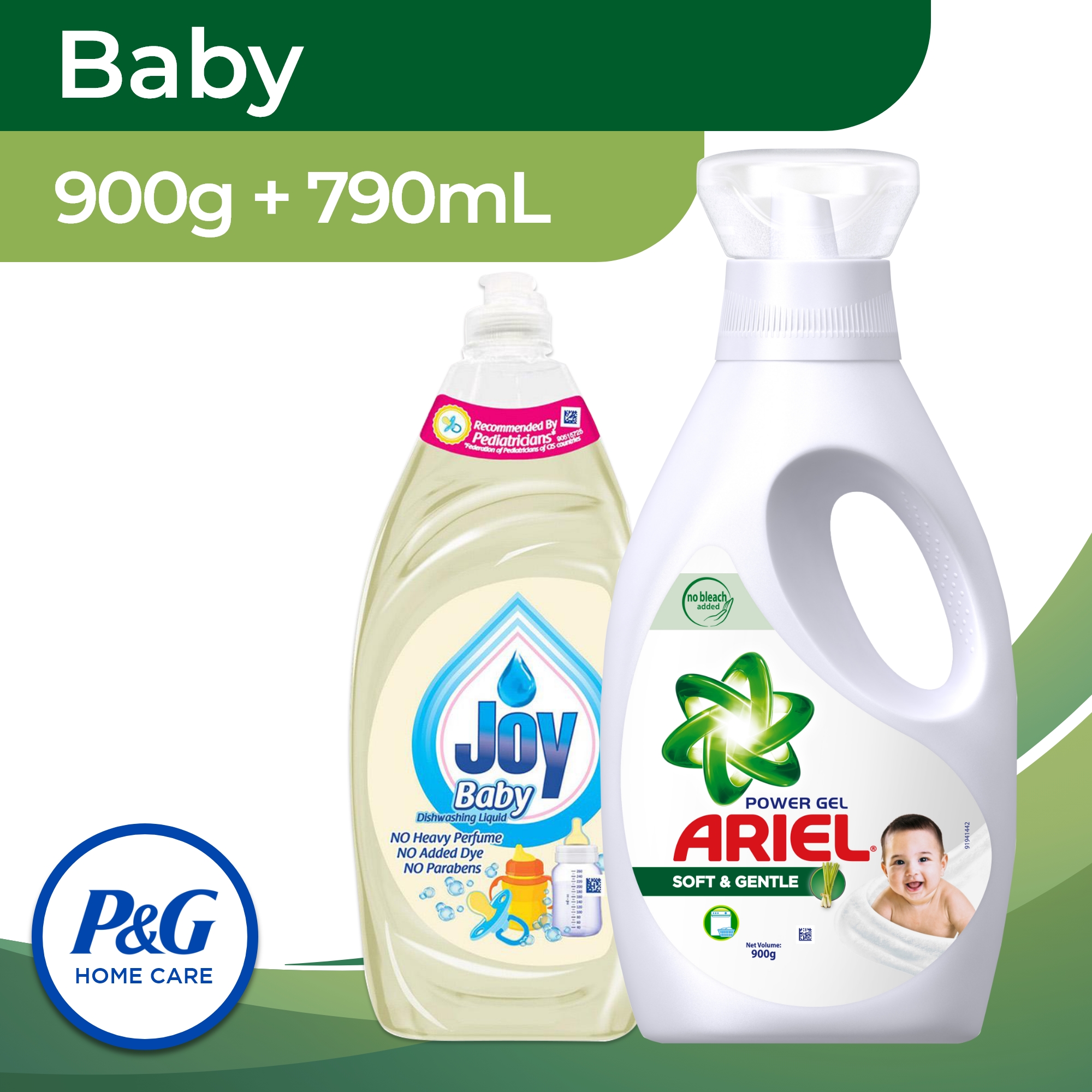 [BUNDLE] Ariel Soft and Gentle 900g + Joy Baby Dishwashing liquid 790mL ...