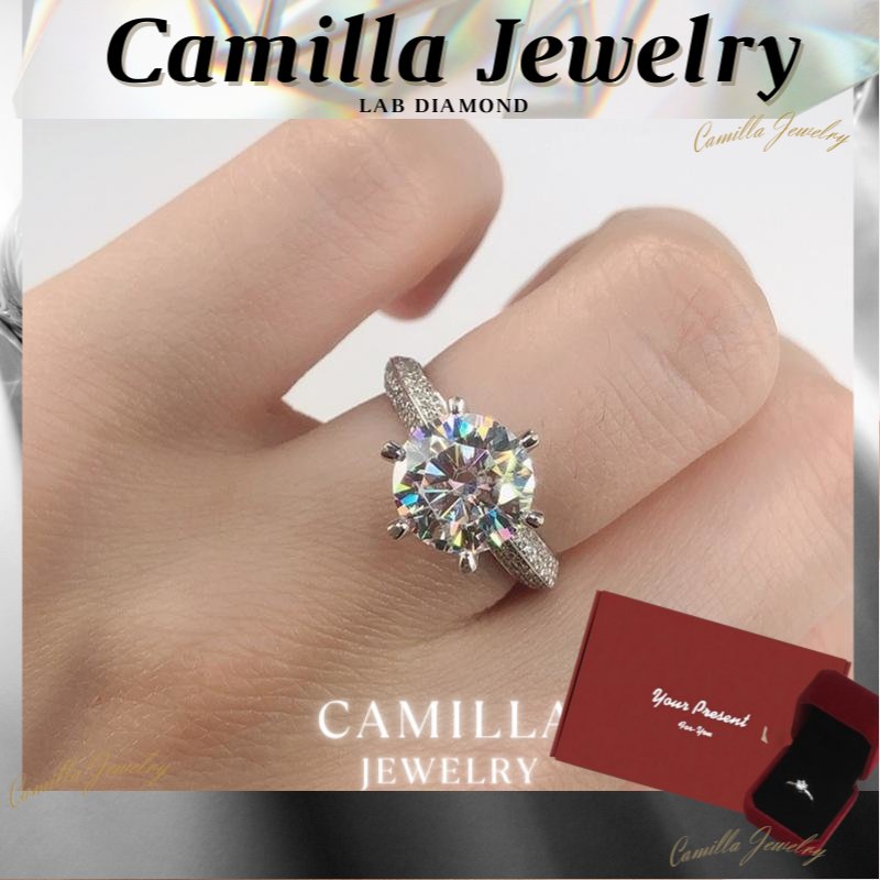 Camilla Jewelry Promise Ring With Box/Round Ring Moissanite Diamonds ...