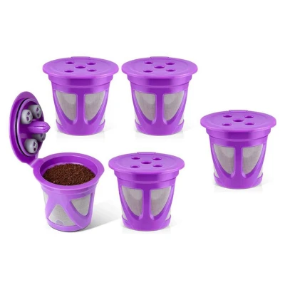 5 Pcs Reusable Coffee Capsule K Cups for Keurig 2.0 Multiple Cycles of K Cup,Refillable Coffee Filters Capsule Shell