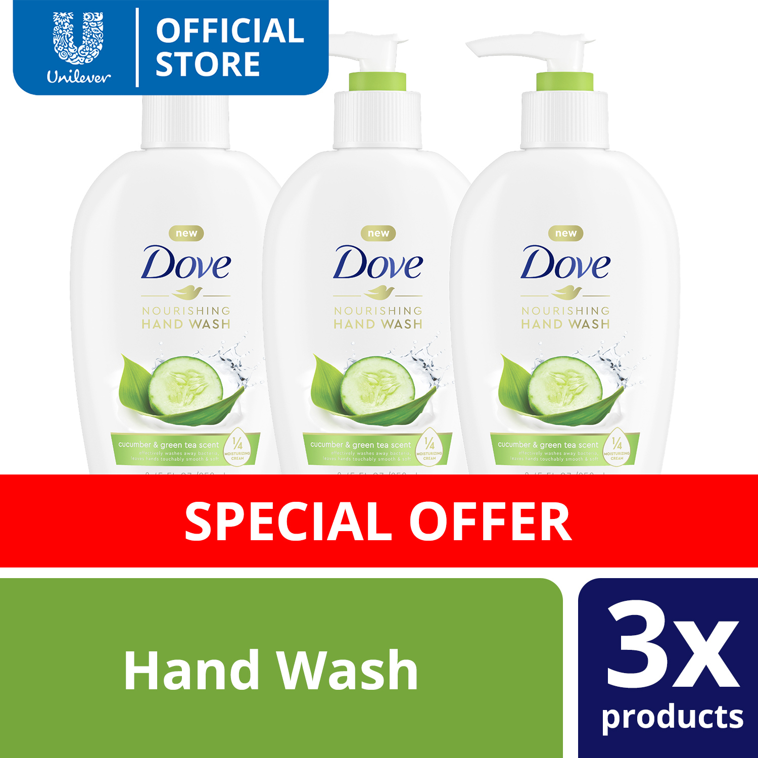Dove Cucumber & Green Tea Hand Wash 250ml x3 Special Offer Lazada PH