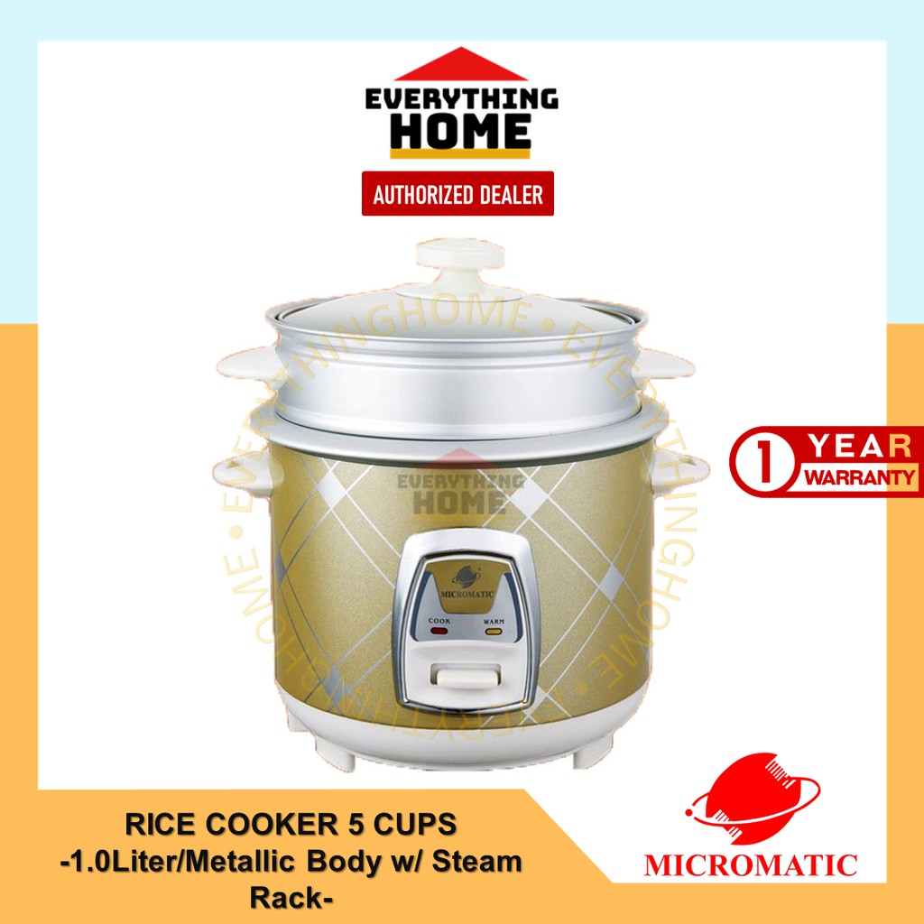 Mr Rice Cooker Micromatic Metallic Rice Cooker 1.0 Liter (5 Cups) w/ Steamer Rack / MR ...